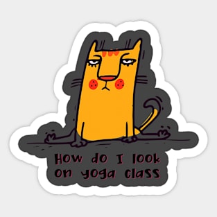 How do I look on yoga class funny yoga and cat drawing Sticker